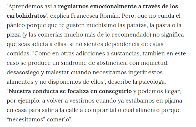 Por qué comer alimentos amiláceos nos hace tan felices